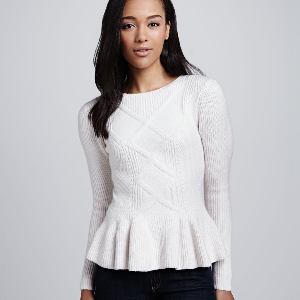 Ted Baker Peplum Sweater Ivory Sz 1